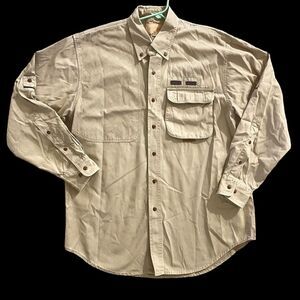 Lewis Creek Men's Beige Button-Down Shirt Long Sleeve‎ Outdoor Casual Wear L